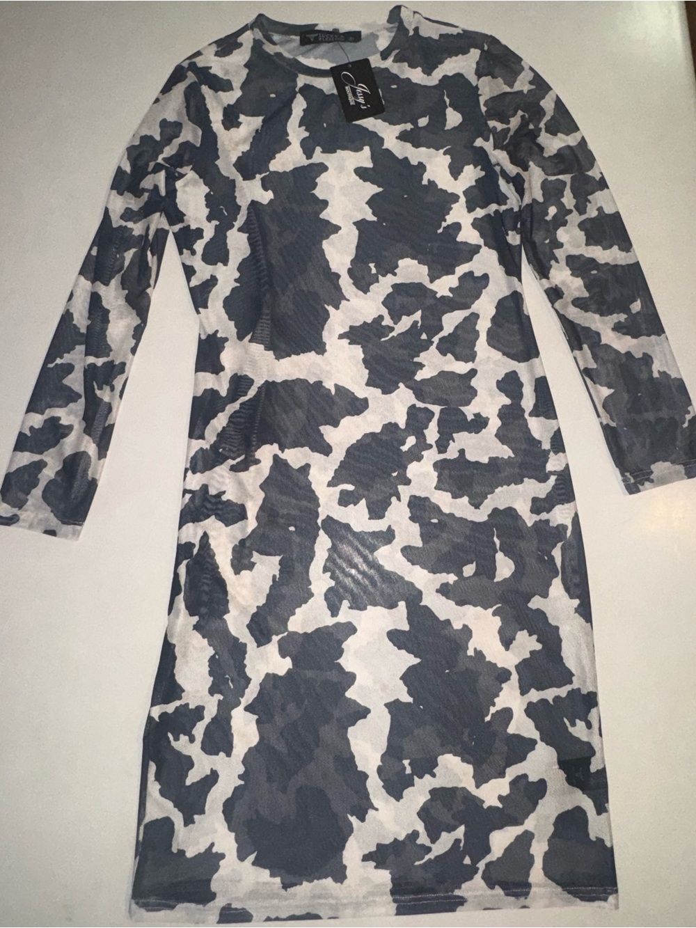 NWT Lucky and Blessed Boutique Cow Print Dress Small S Overlay See Through